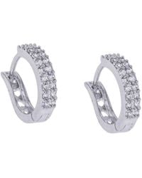 Seven Saints - Huggie Hoop Earrings, Rhodium With Zirconia Diamonds - Lyst