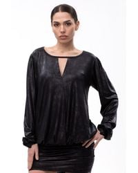 Maison Bogomil - Jersey Leather Surplice Blouse - Lyst