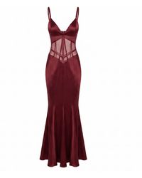 Clerestory - Amarante Satin Bias Mesh-Waist Maxi Dress - Lyst