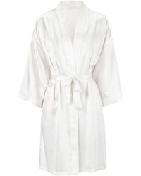 Silk Works - Ivory Robe - Lyst