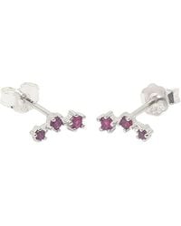 Sophelia - Minimalist Ruby July Birthstone Climber Earrings - Lyst