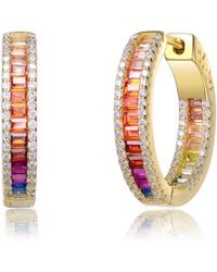 Genevive Jewelry - Rachel Glauber Colored Multi Color Cubic Zirconia Hoop Earrings - Lyst