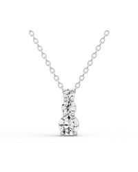 SEREIA OFFICIAL - 14K 0.25 Ct Round Lab Grown Diamond Three Stone Snow Hidden Bail Pendant - Lyst