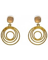 Silver & Elegant Co. - Celestial Harmony Peach Gemstone Thick Plated Bronze Earrings - Lyst