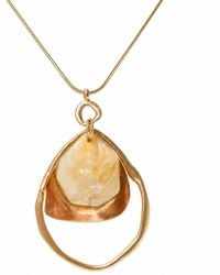By Ozge - Mother Of Pearl Plated Long Sculptural Statement Pendant Necklace - Lyst