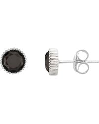 Auree - Barcelona Silver November Birthstone Stud Earrings Smokey Quartz - Lyst