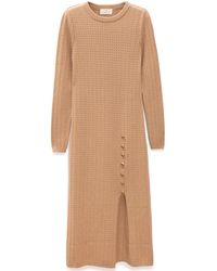 Peraluna - Zaira Minimal Cable Knit Slit Midi Dress - Lyst
