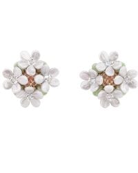 Oana Savu - Bridal Flower Earrings Glass Beads Pearls Wedding Ear Studs - Lyst