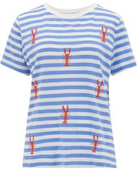 Sugarhill - maggie T-shirt Off-white/blue, Lobster Embroidery - Lyst