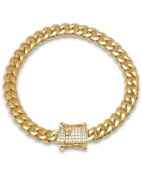 Steeltime - Stainless Steel 18K Plated 8Mm Miami Cuban Bracelet With Cz Box Clasp 8 Inch - Lyst
