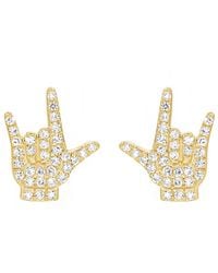 KAMARIA - I Love You Sign Stud Earrings With Diamonds - Lyst