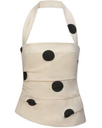 NUAJE NUAJE - Neutrals Eclipse Pleated Halter Top - Lyst