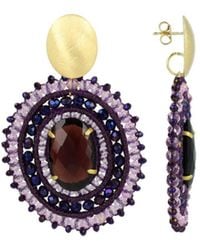 LOTT.gioielli - Filled Oval 3 Rings W/ Stone Earrings L - Lyst