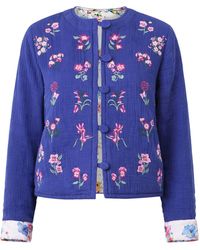Yumi' - Floral Embroidery Cotton Jacket - Lyst