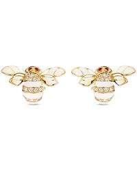 SALLY SKOUFIS - Queen Bee Earrings With Made Cz Diamond Stimulant & Ivory Enamel - Lyst