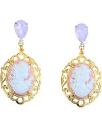 The Pink Reef - Deco Vintage Cameo Earrings - Lyst