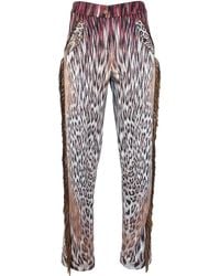 Lalipop Design - Straight-Leg Pants With Animal Print And Fringe Details - Lyst