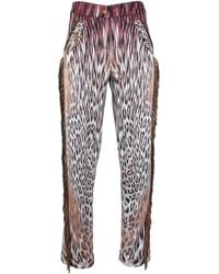 Lalipop Design - Straight-Leg Pants With Animal Print And Fringe Details - Lyst