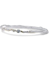 Isla Silver - Delicate Opal & Topaz Sterling Bangle - Lyst