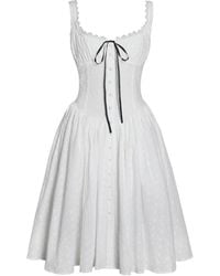 Miss Circle New York - Madison Cotton Eyelet Square Neck Midi Dress - Lyst