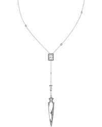 SALLY SKOUFIS - Shield Necklace With Natural Diamond & Made Cz Diamond Stimulant - Lyst
