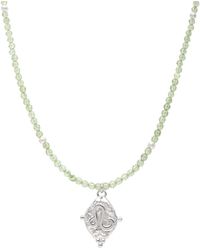 Seven Saints - Leo Gemstone Choker Necklace, Peridot, Rhodium Plated - Lyst