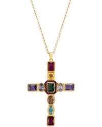 LÁTELITA London - Santa Maria Extra Large Gemstone Cross Pendant Gold - Lyst
