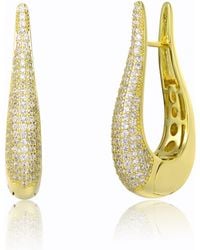 Genevive Jewelry - Plated With Clear Cubic Zirconia Oblong Oval Raindrop Hoop Earrings - Lyst