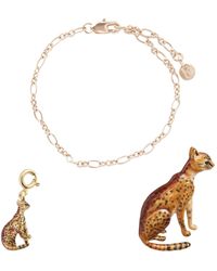 Fable England - Fable Cable Chain Bracelet, Enamel Bengal Cat Charm, Enamel Bengal Cat Brooch - Lyst