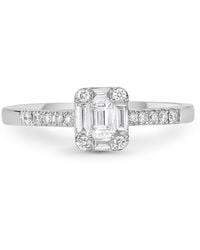 Artisan - 18K Emerald Cut & Round Diamond Engagement Ring - Lyst