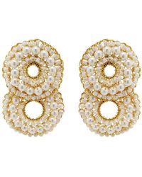 Lavish by Tricia Milaneze - Pearl & Gold Gush Small Handmade Crochet Earrings - Lyst