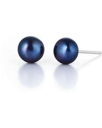 Nellou Jewellery - Peacock Pearl Button Stud Earrings Sterling - Lyst