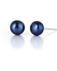 Nellou Jewellery - Peacock Pearl Button Stud Earrings Sterling - Lyst