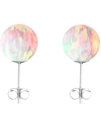 Ora Pearls - Sun Opal Stud Earrings- Silver - Lyst