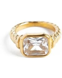 Superdivajewellery - Croissant Clear Moon Ring - Lyst