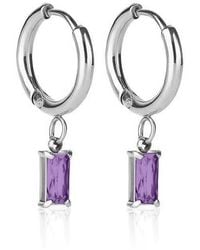 Evie Jewelry - Luxe Amethyst Drop Huggie Earrings - Lyst