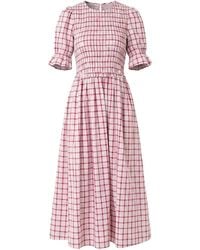 Amy Lynn - Imogen Cotton & Window Pane Check Midaxi Dress - Lyst