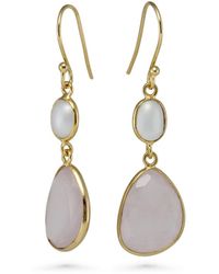 Isla Silver - Vermeil Pearl & Rose Quartz Drop Earrings - Lyst
