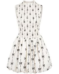 Modenaire - Neutrals Bow Print Mini Dress Sculpted Volume - Lyst