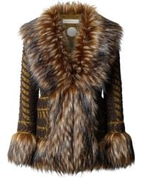 The Extreme Collection - Short Knit Coat With Faux Fur Leonore - Lyst
