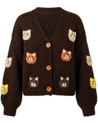 Ana Chic - Cat Motif Handmade Knitted Cardigan - Lyst