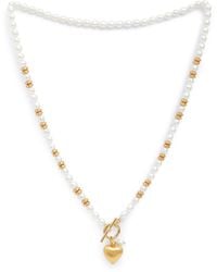 Pearls of the Orient Online - Amare Cultured Freshwater Pearl Necklace With Vermeil Heart & Hematite Beads - Lyst