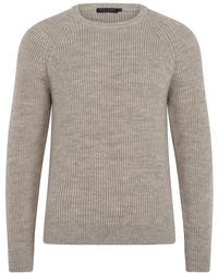 Paul James Knitwear - Neutrals Sheepsoft British Wool Byron Fisherman Rib Knit Jumper - Lyst