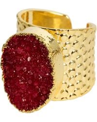 YAA YAA LONDON - Crystal Crush Semi Precious Adjustable Statement Ring - Lyst