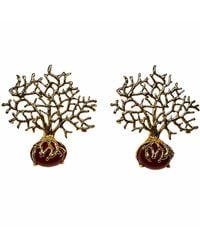 By Ozge - Roots Of Vitality Natural Agate Tree Of Life Plated Earrings - Lyst