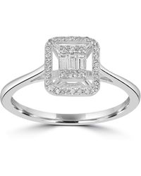 Artisan - Geometric Baguette & Round Diamond Halo Ring - Lyst