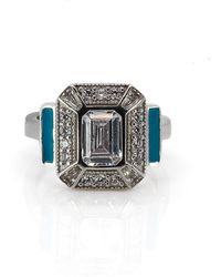 Ebru Jewelry - Turquoise Enamel & Diamond Sterling Ring - Lyst