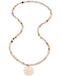 Heather Hawkins Jewelry - Neutrals Rockabye Long Coin Beaded Gemstone Necklace - Lyst
