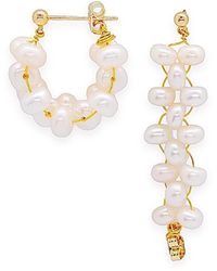 VALERIE CHIC - Cicily Pearl Hoop Earrings - Lyst