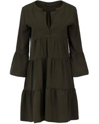 Conquista - Neutrals Tencel Gathered Seams Dress Khaki - Lyst